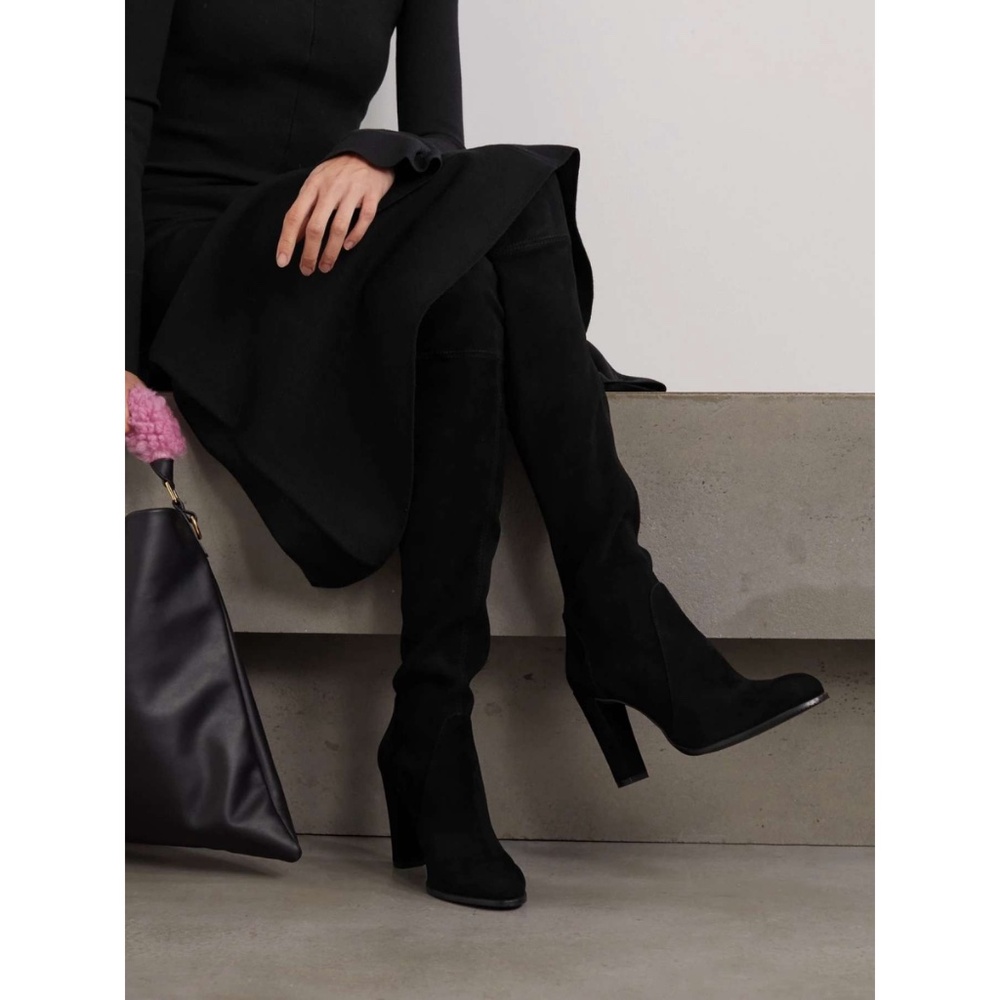 New Stuart Weitzman Highland Over The Knee Boot Black Suede Sz 9 - Picture 2 of 16